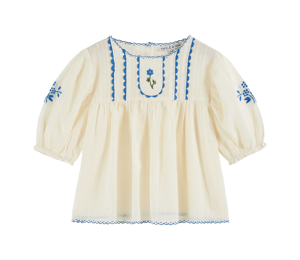 EMILE & IDA – Bluse, ‚BRODEE‘, Ecru, Baumwolle – Bild 5