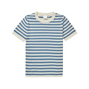 FUB – T-Shirt Women classic, ecru/indigo gestreift, Bio-Baumwolle