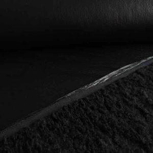 Double Face, Teddystoff Schwarz / Kunstleder Vintage Optik
