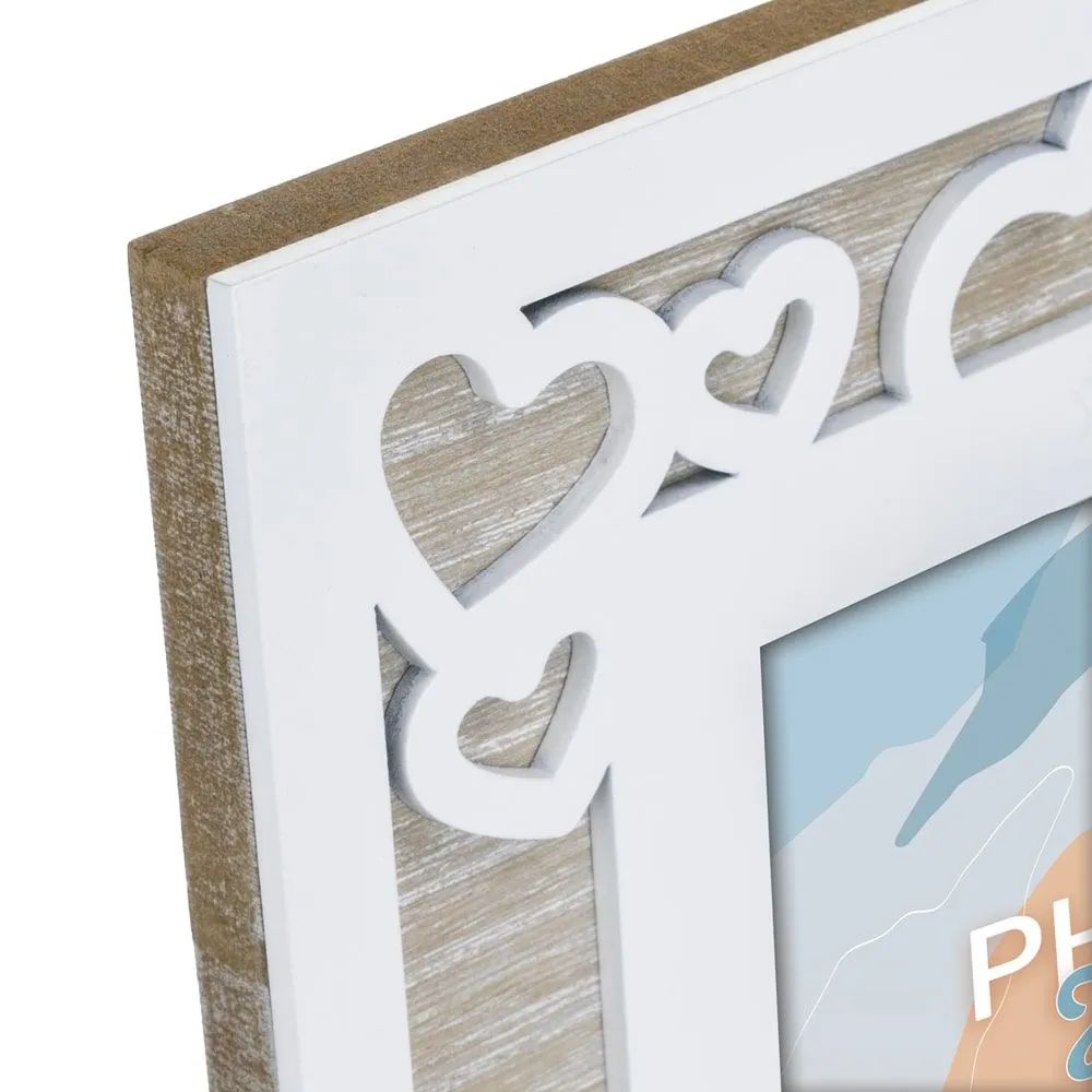 Fotocollage Wechselrahmen 3D Herzdekor Holzrahmen Natur weiß – 1 Stk 10×15 cm – Bild 5