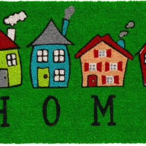 Fußmatte Kokosmatte Indoor bunt bedruckt 4 Häuser & Home 1 Stk – 40×60 cm