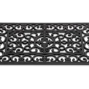 Fußmatte Outdoor Gummi wetterfest Gusseisenoptik Ornamente rechteckig 45×75 cm