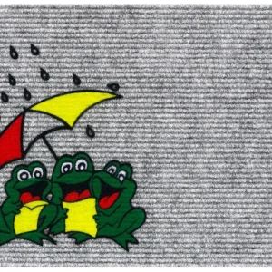 Fußmatte RIPS Nadelfilz Motiv Frösche & Regenschirm Indoor 1 Stk – 40×60 cm grau