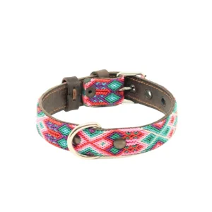 Boho-Leder-Halsband, pink/orange/türkis/lila (S)