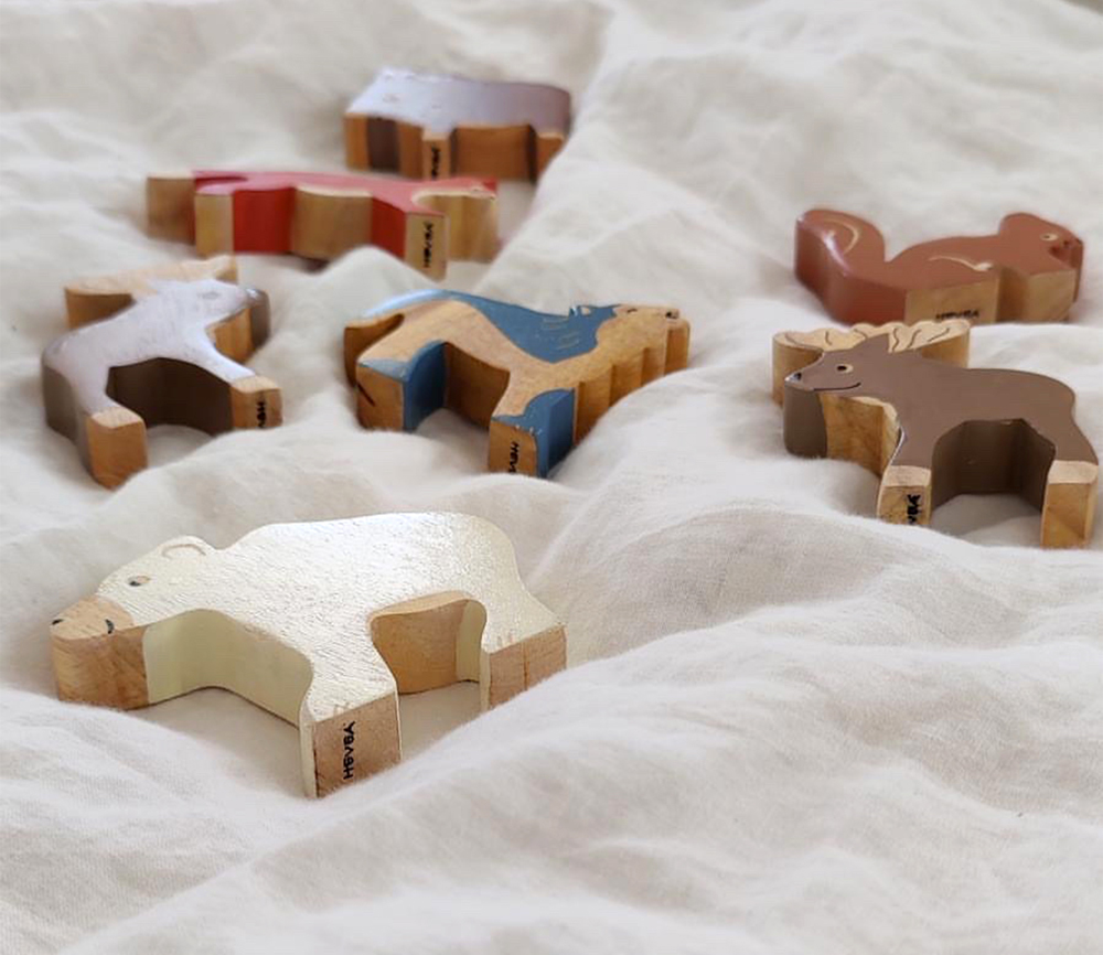 HEVEA – Holztiere Wald Set 4 tlg., Kautschukbaumholz, Fairtrade – Bild 4