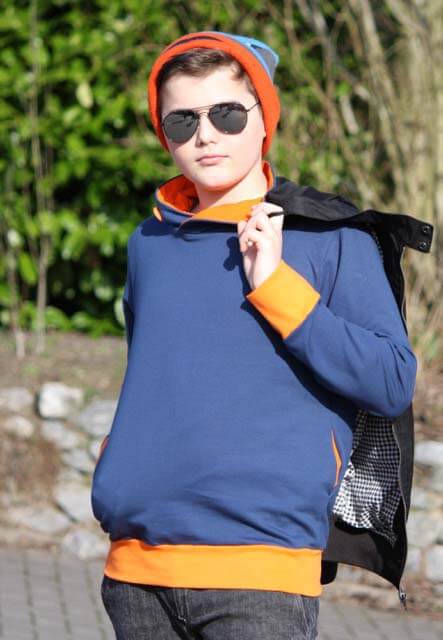 French Terry, unifarben Blau, Mittelblau, Sweatshirtstoff brushed – Bild 5