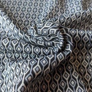 Stretch, Punta di Roma, grafisches Muster Rauten Silber Grau