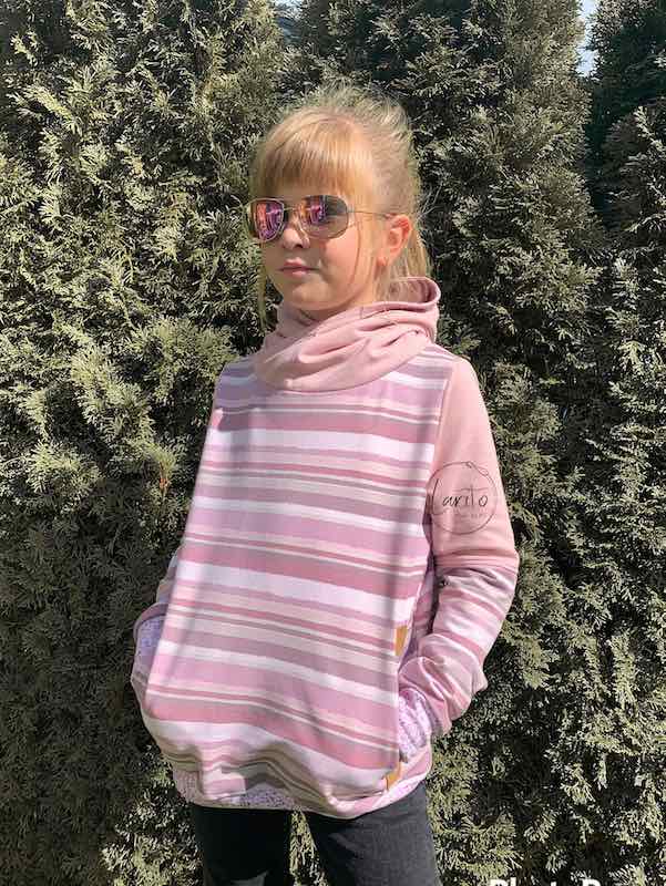 Sommersweat, Streifen Taupe / Altrosa – Bild 4