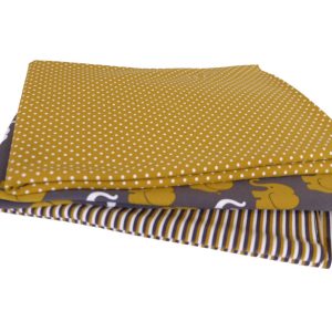 Jersey, Elefantenparade Senf, Stoffpaket 3 x 50 cm – 150 cm Stoff