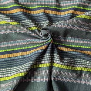 Jersey, Streifen in Orange und Lime auf Oliv  – Digitaldruck