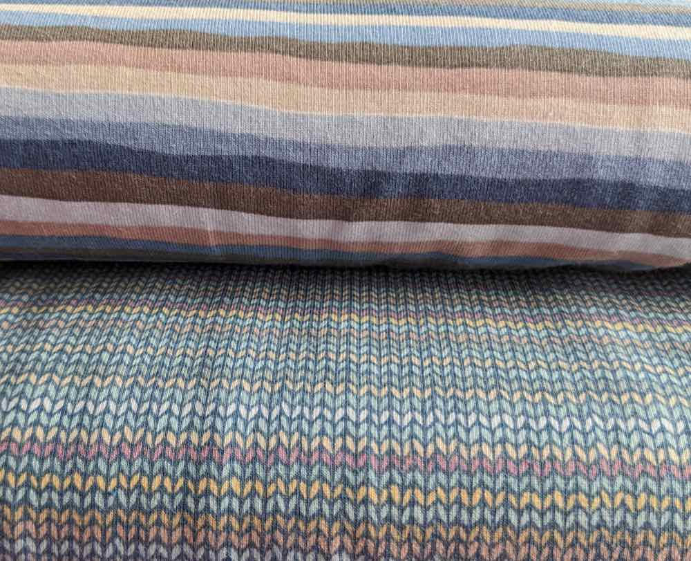 Jersey, Streifen Mint Blau Beige – Bild 4