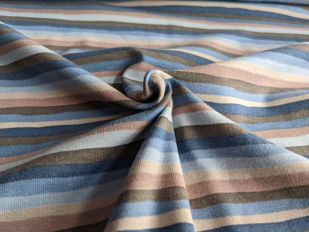 Jersey, Streifen Mint Blau Beige – Bild 3