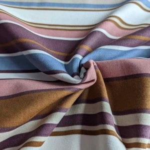 Jersey, Streifen / Blockstreifen Mauve, Altrosa, Blau
