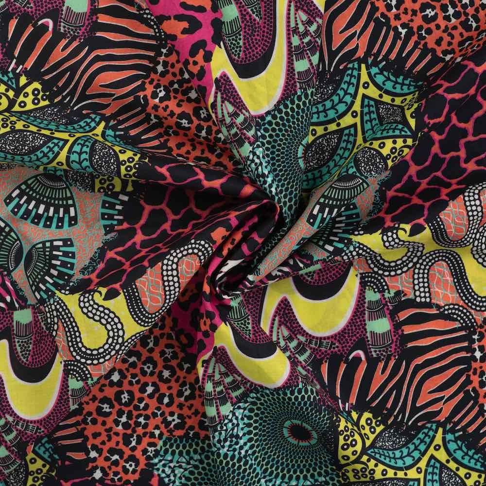 Baumwolle, Musterung im Africa Style, Aqua – Digitaldruck – Bild 2