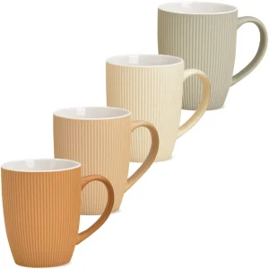 Kaffeetasse Tasse Rillen orange beige creme ODER grau Steingut 1 Stk B-WARE 10 cm