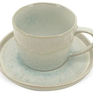 Kaffeetasse & Untertasse Landhausstil Steingut blau Ø 8 cm