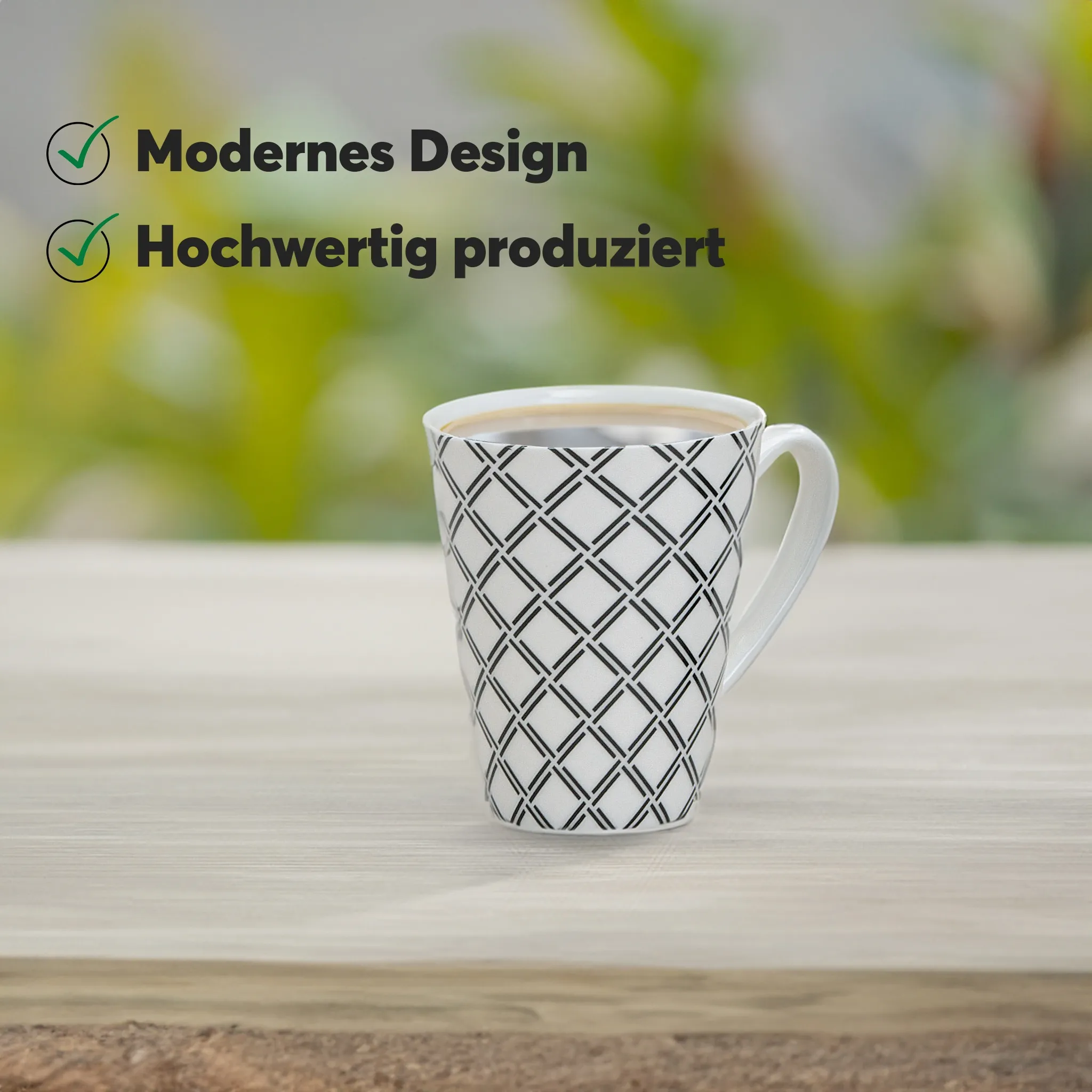 Kaffeetassen Tassen Retro-Design Muster schwarz weiß Keramik 4er Set sort 10 cm – Bild 4