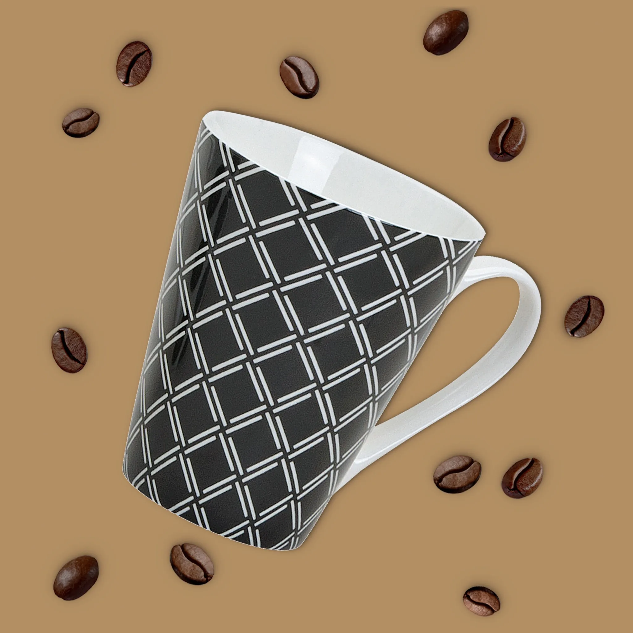 Kaffeetassen Tassen Retro-Design Muster schwarz weiß Keramik 4er Set sort 10 cm – Bild 5