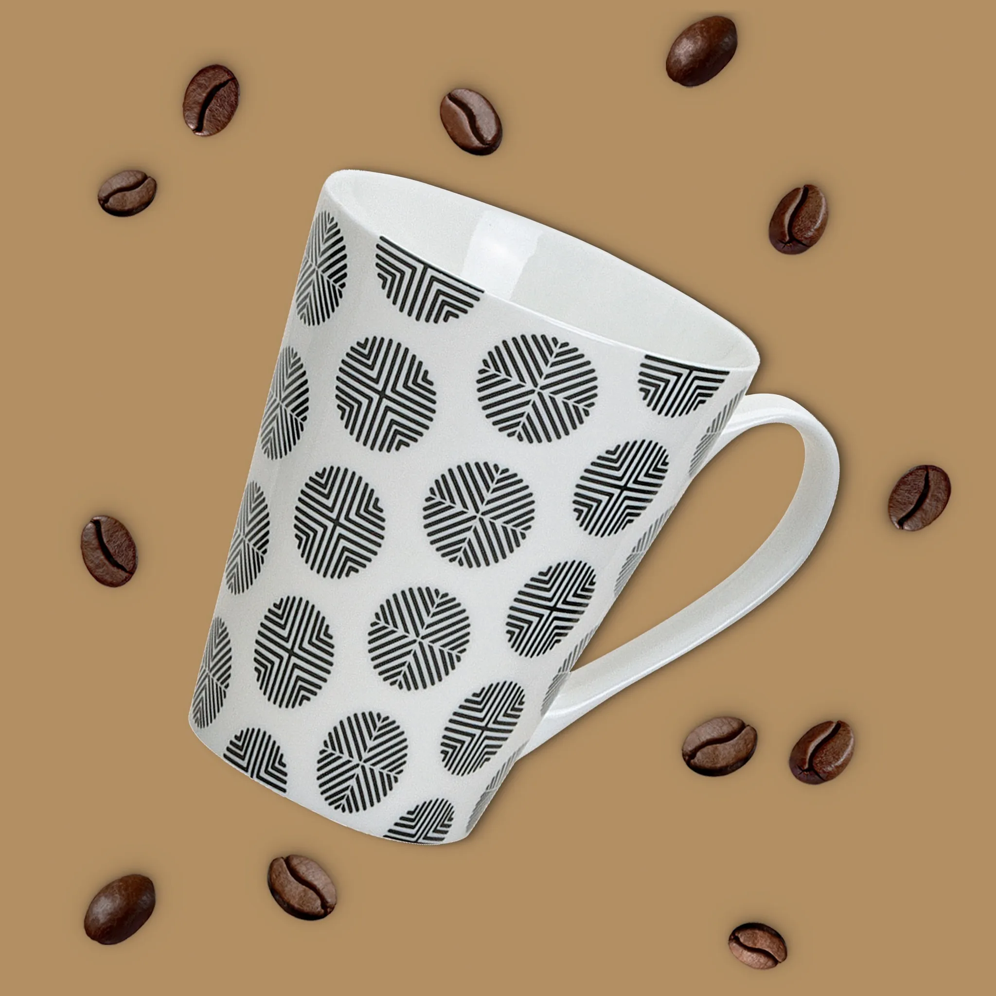 Kaffeetassen Tassen Retro-Design Muster schwarz weiß Keramik 4er Set sort 10 cm – Bild 6