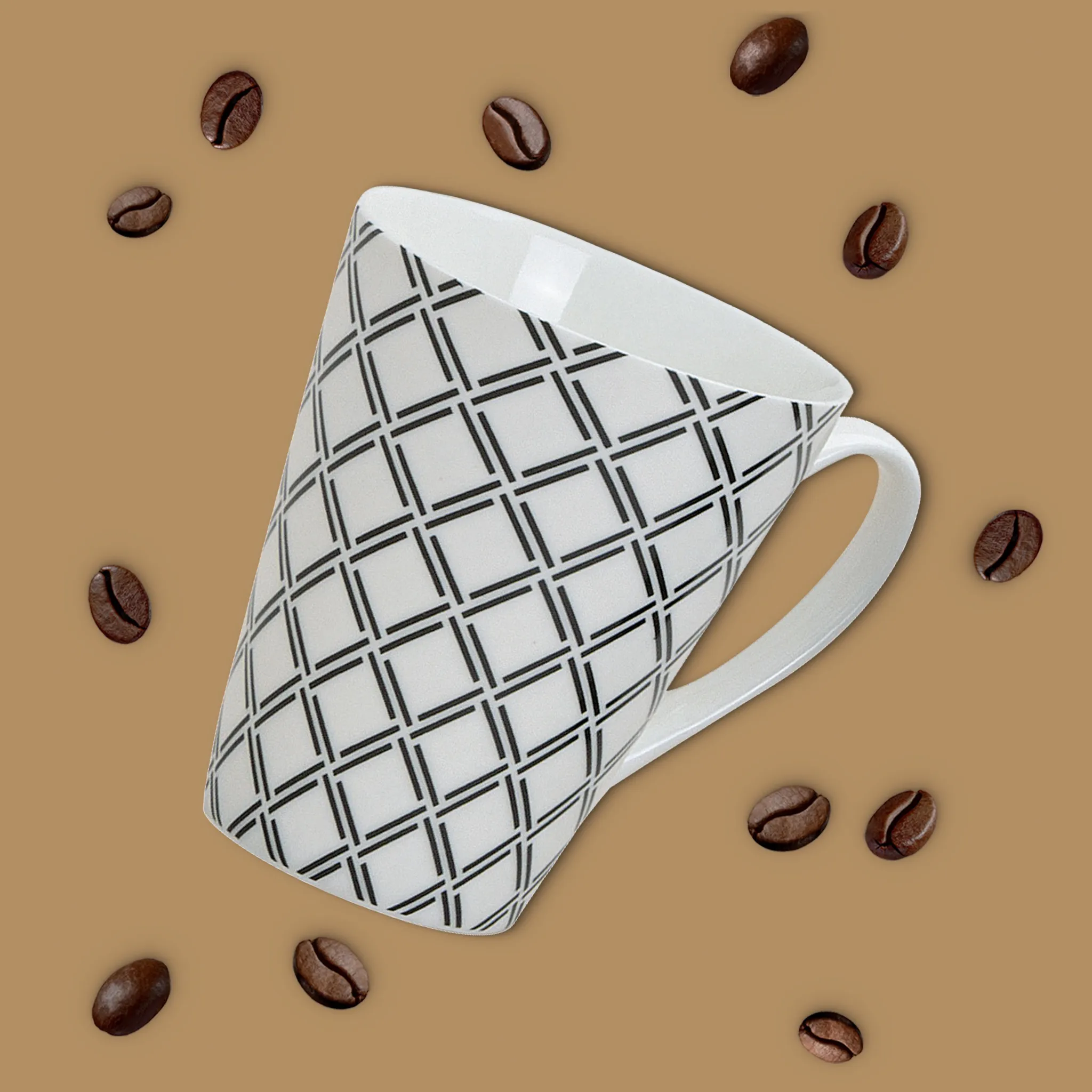 Kaffeetassen Tassen Retro-Design Muster schwarz weiß Keramik 4er Set sort 10 cm – Bild 7