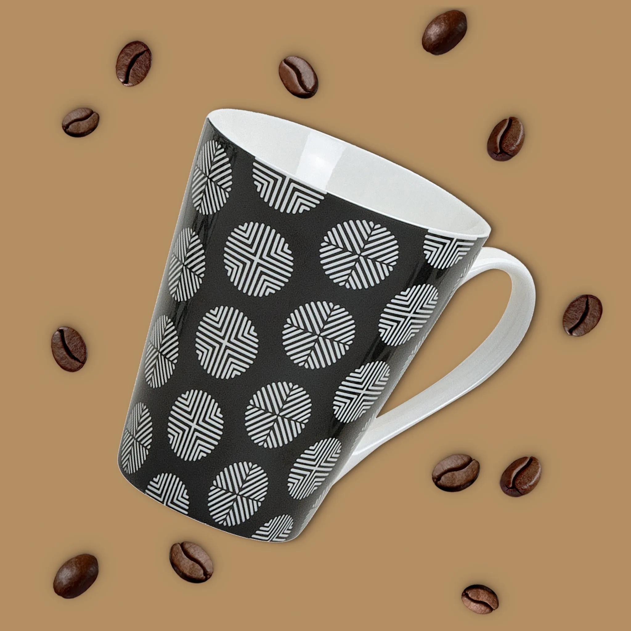 Kaffeetassen Tassen Retro-Design Muster schwarz weiß Keramik 4er Set sort 10 cm – Bild 8