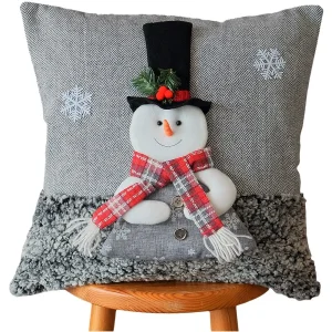 Kissenbezug Schneemann angenäht Kissenhülle Weihnachten bunt Polyester 40×40 cm