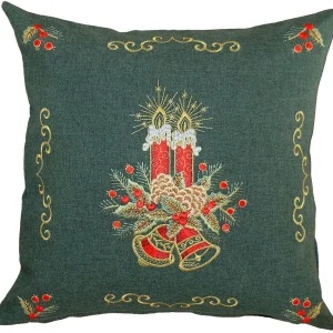 Kissenhülle Kissenbezug Kerzen Motiv Stick grün bunt Tischwäsche 1 Stk 40×40 cm