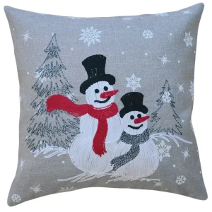 Kissenhülle MARITA Schneemänner Stick Kissenbezug grau Polyester 40×40 cm