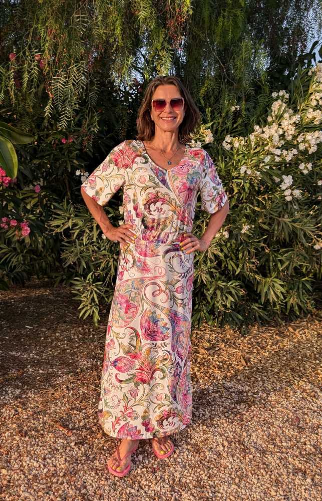 Slinky, Mischgewebe, Blumenmusterung Rosa Rot Senf – Bild 8