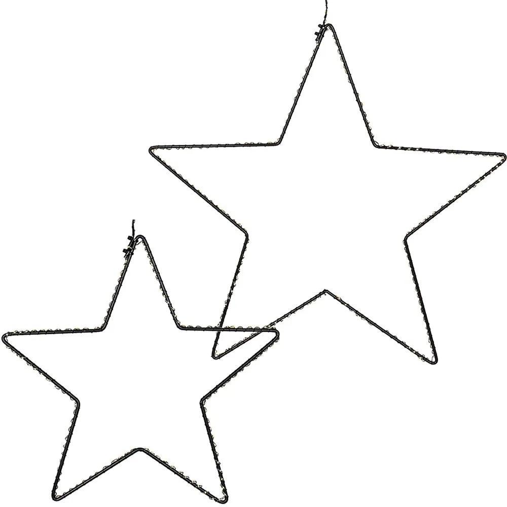 LED-Sterne hängend Fensterdeko Türdeko Metall schwarz mit Schalter 1 Stk in 2 Größen