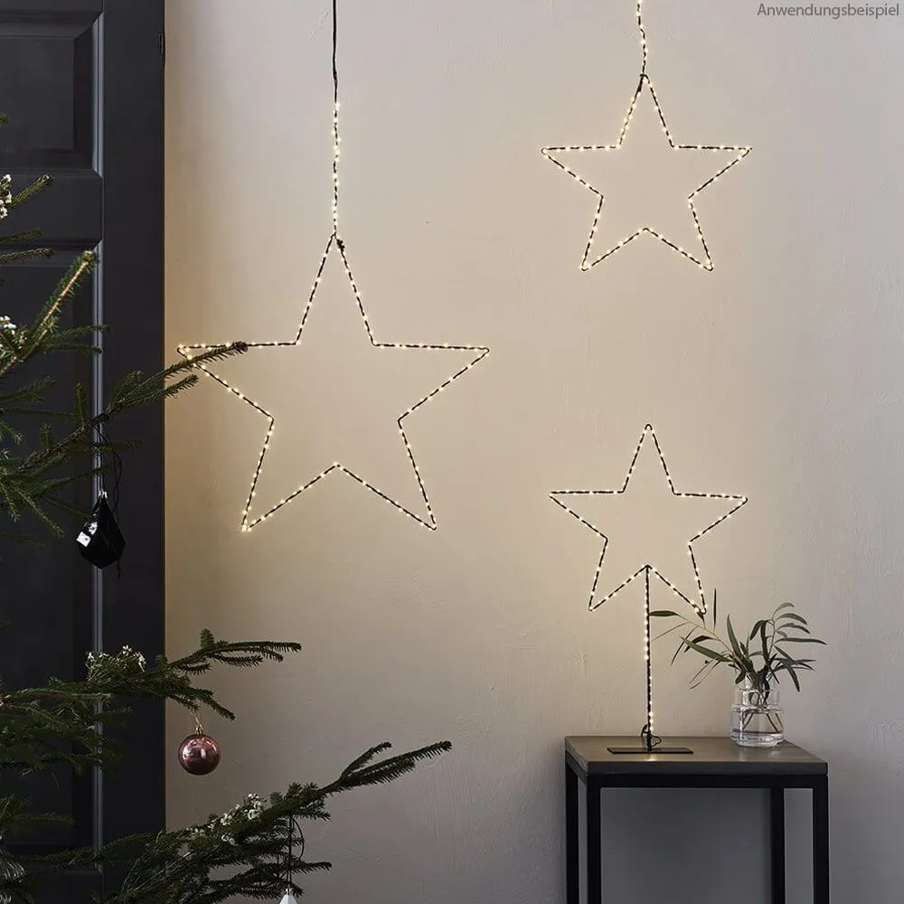 LED-Sterne hängend Fensterdeko Türdeko Metall schwarz mit Schalter 1 Stk in 2 Größen – Bild 5