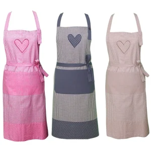 Latzschürzen Schürzen Kochschürzen Landhaus Premium LINA Karo Tasche & Herz 3 Farben