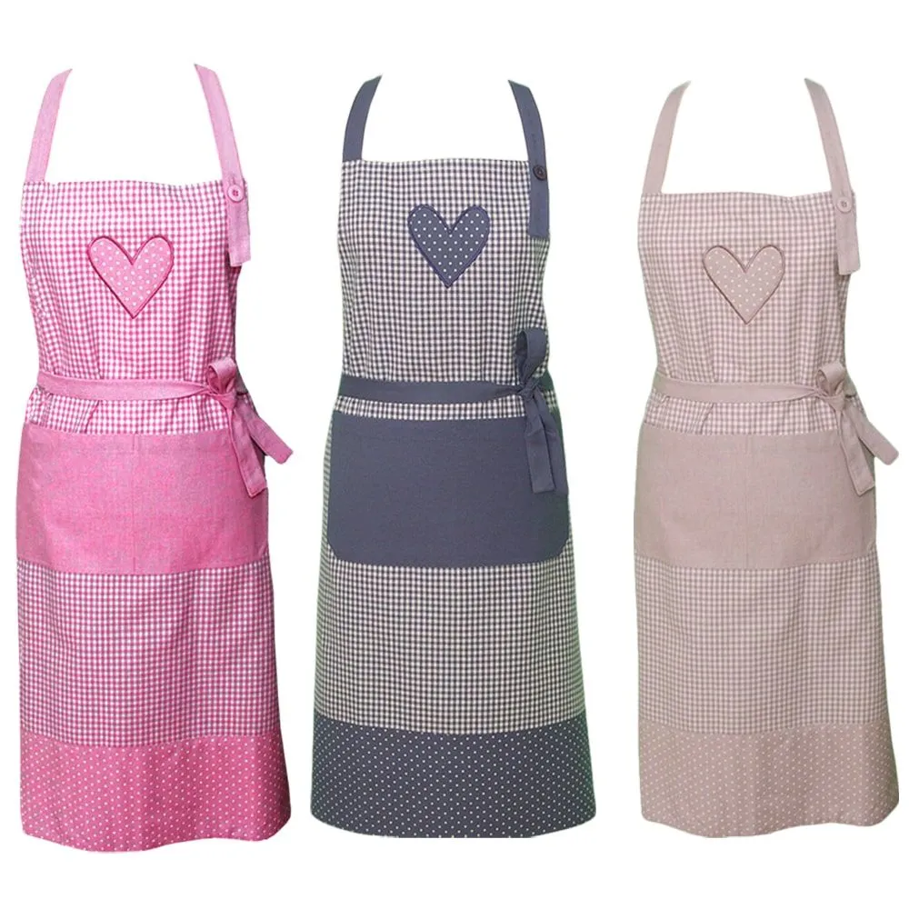 Latzschürzen Schürzen Kochschürzen Landhaus Premium LINA Karo Tasche & Herz 3 Farben