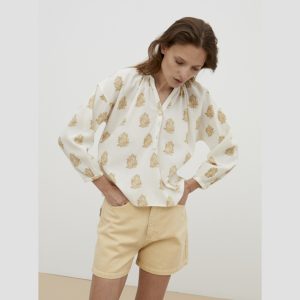 The New Society – Bluse „LORETTA“, Blumenprint, Biobaumwolle/Ecovero-Viscose