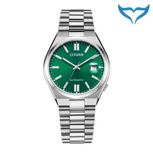Citizen Automatikuhr NJ0150-81X Automatik 5 bar grün Saphir Datum Glasboden Neu