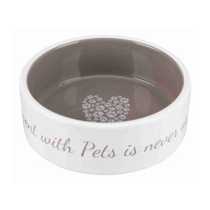 Keramiknapf, braun „Time with pets is never wasted“ (0,3l, 0,8l, 1,4 l)