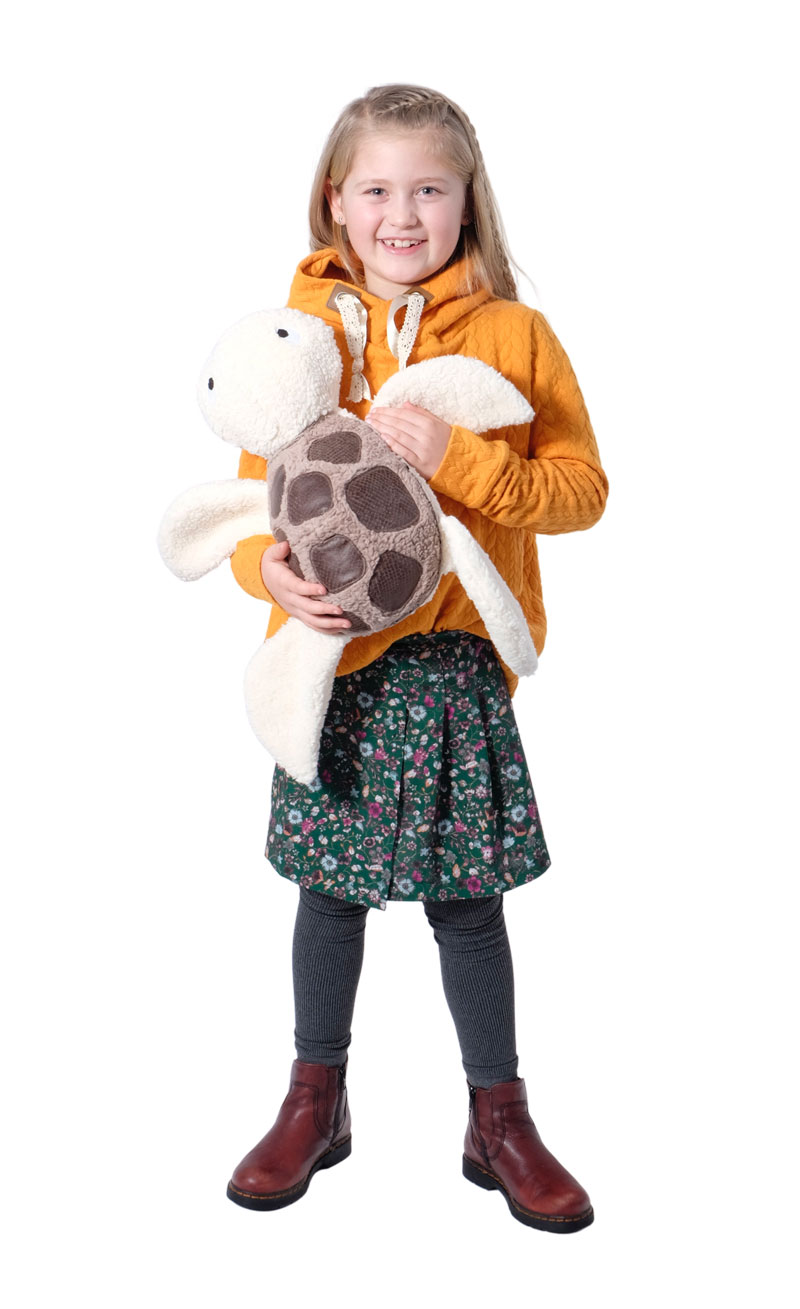 Stoffpaket Schildkröte Romea / Stoff für 2 Kuscheltiere – Rosa Blumen blauer Panzer – Bild 5