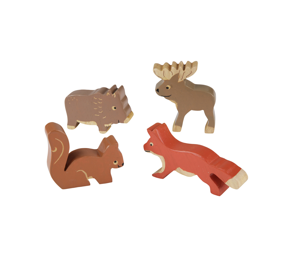HEVEA – Holztiere Wald Set 4 tlg., Kautschukbaumholz, Fairtrade – Bild 2