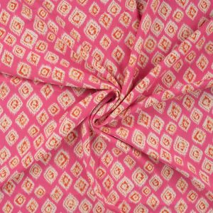 Viskose Stoff – grafische Musterung Rosa / Mandarine