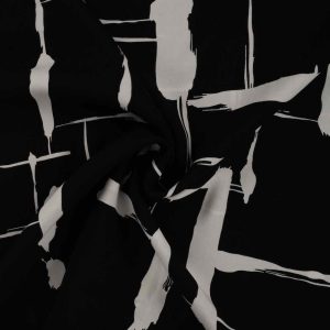 Viskose, grafische, wilde Musterung Schwarz Weiß