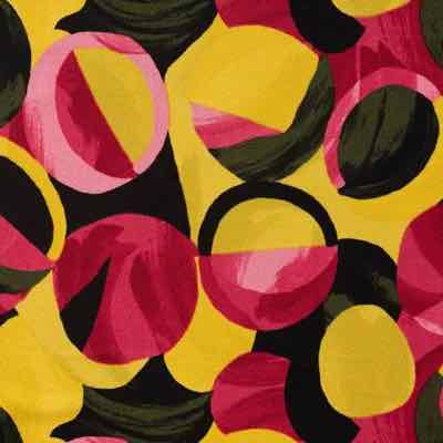 Viskose Satin – Kreise, Tupfen – Lime, Grün, Himbeere – Bild 8