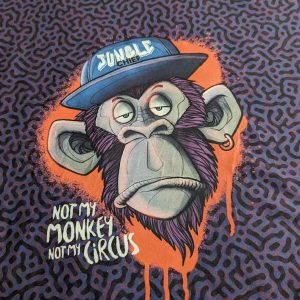 Jersey, Affe Motiv Lila – 90 x 150 cm