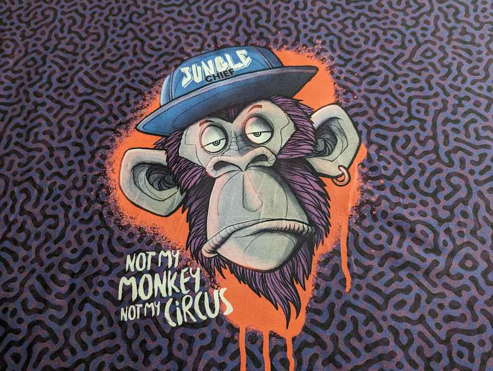 Jersey, Affe Motiv Lila – 90 x 150 cm – Bild 3