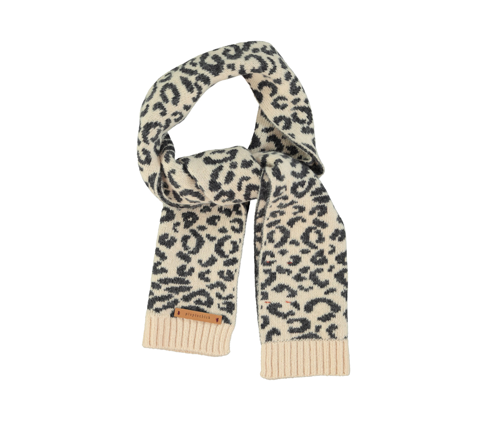 PiuPiuChick – Schal gestrickt, LIGHT PINK w/ animal print