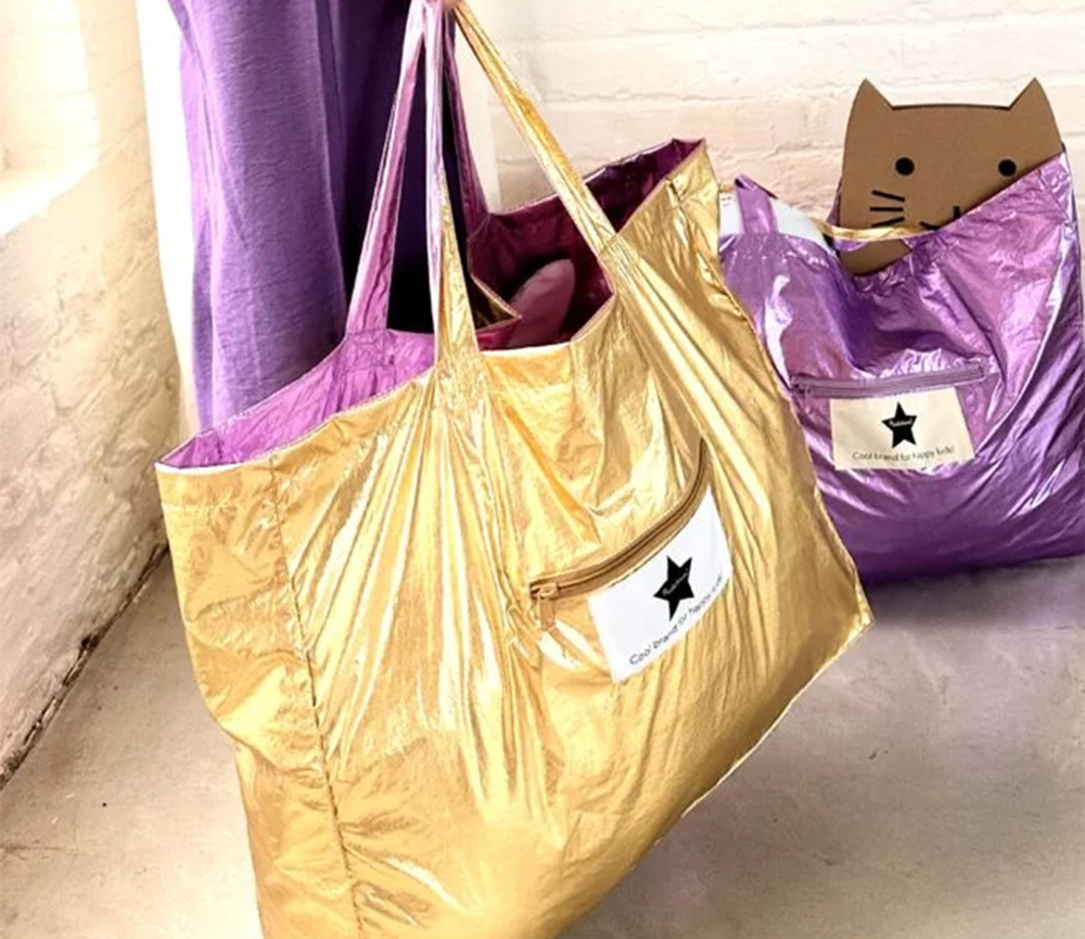 Ratatam – Tragetasche, wendbar „METALLIC“, pink/gold – Bild 3