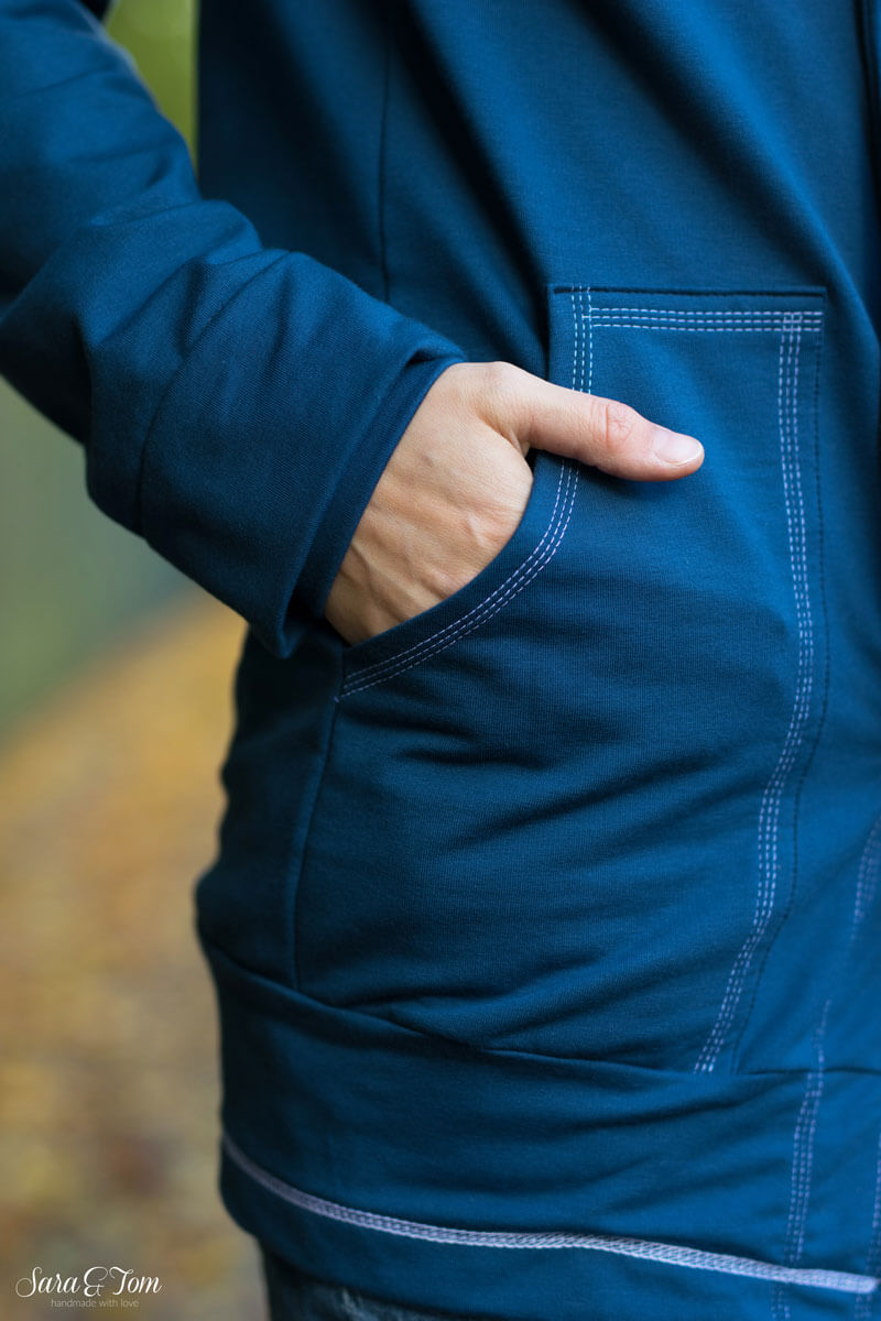 French Terry, unifarben Blau, Mittelblau, Sweatshirtstoff brushed – Bild 3