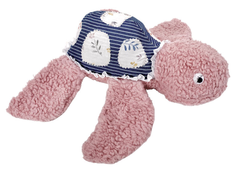 Stoffpaket Schildkröte Romea / Stoff für 2 Kuscheltiere – Rosa Blumen blauer Panzer