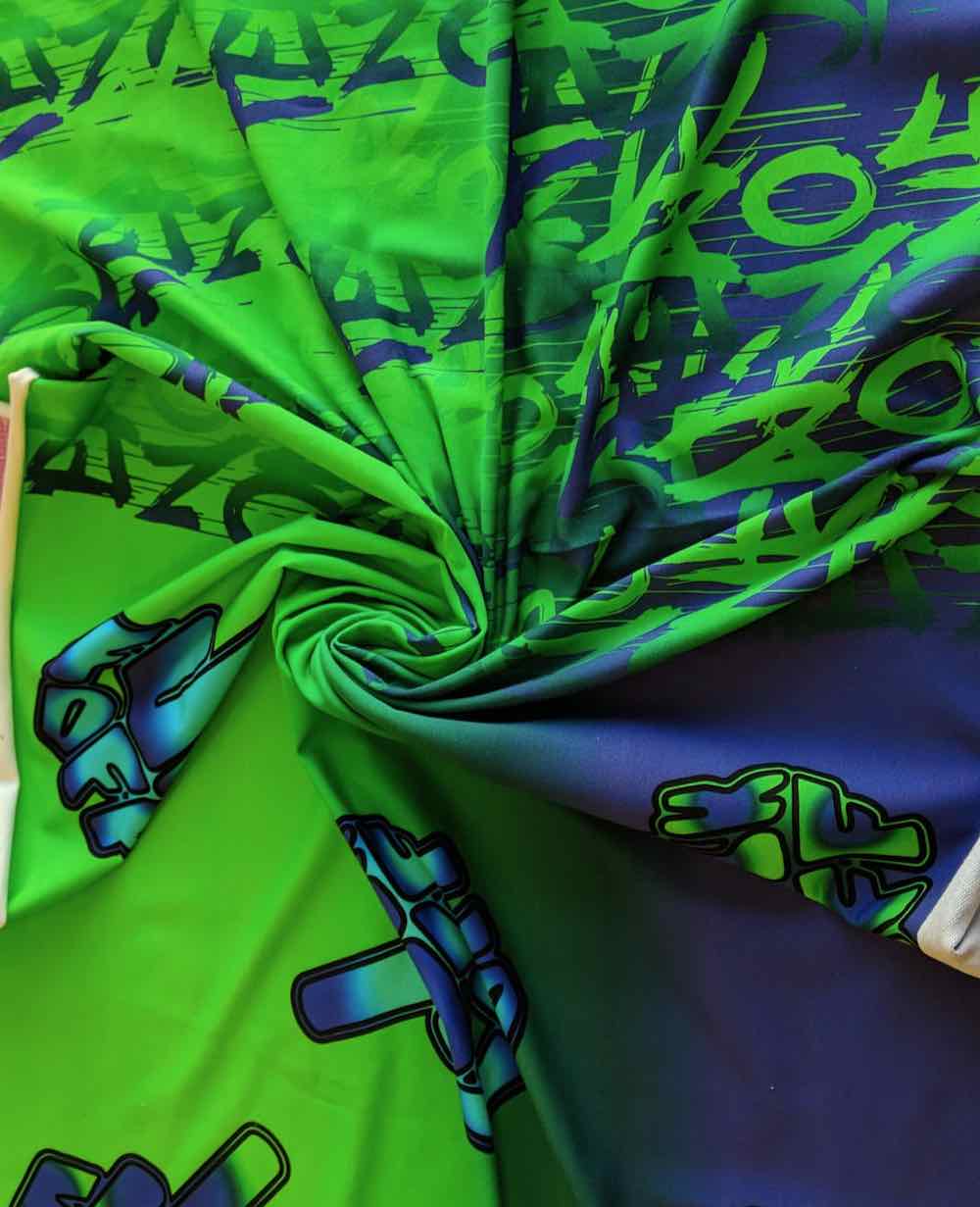 Panel, French Terry, Graffiti Grün / Lila Weiß – 80 cm – Bild 3