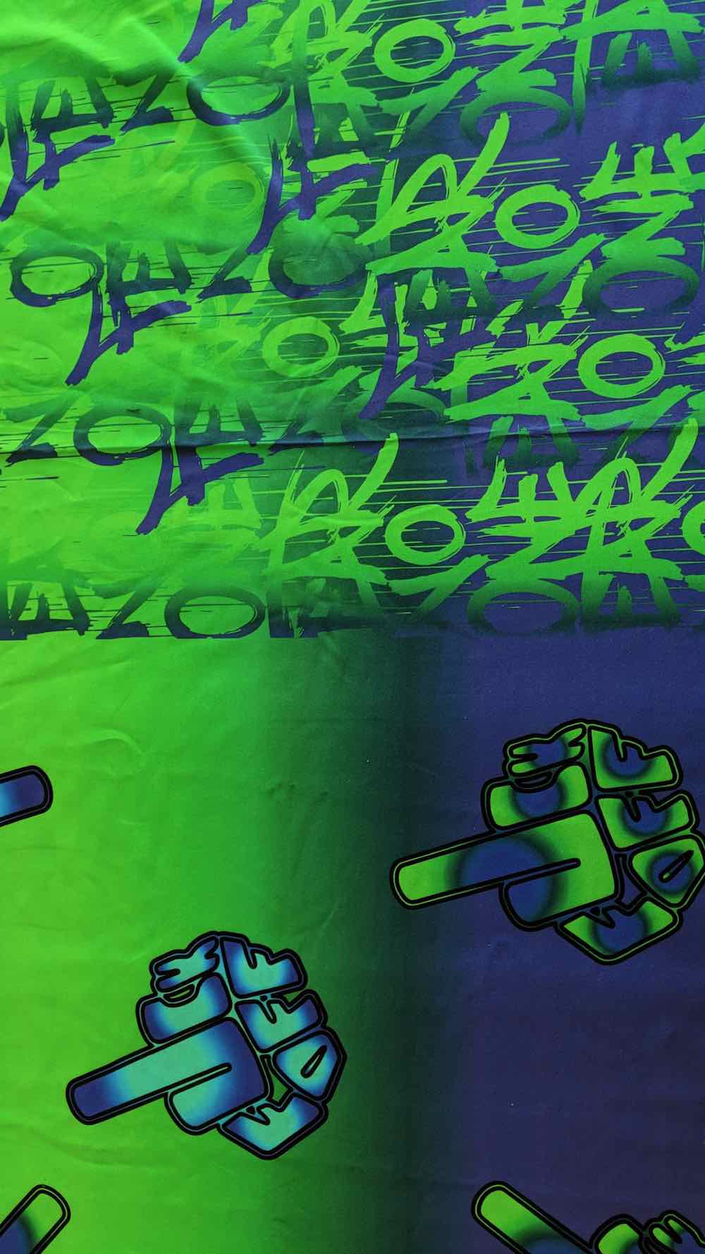 Panel, French Terry, Graffiti Grün / Lila Weiß – 80 cm – Bild 4