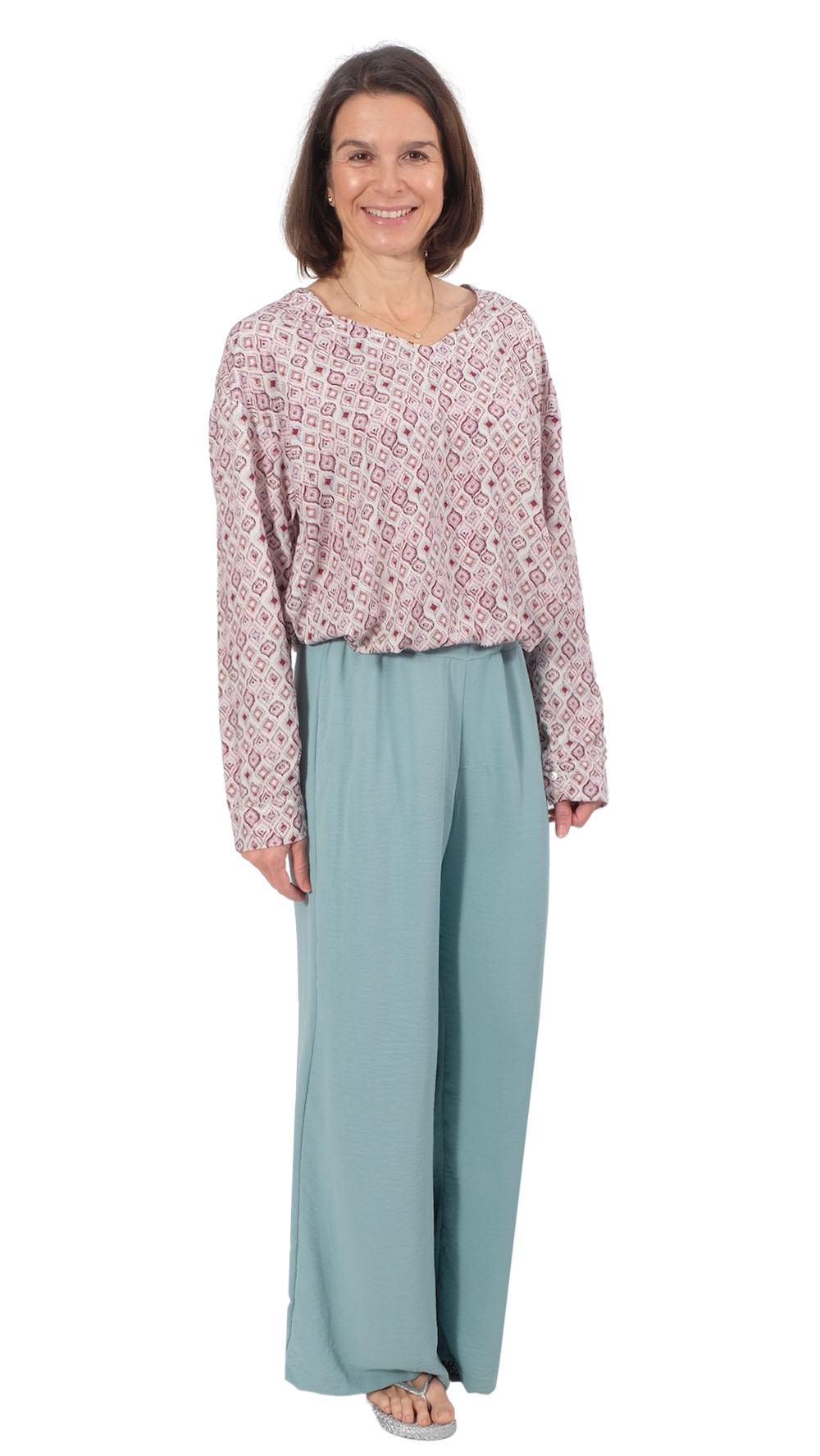 Viskosestoff – Crêpe Stoff, Blumen Schwarz auf Lila – Bild 5